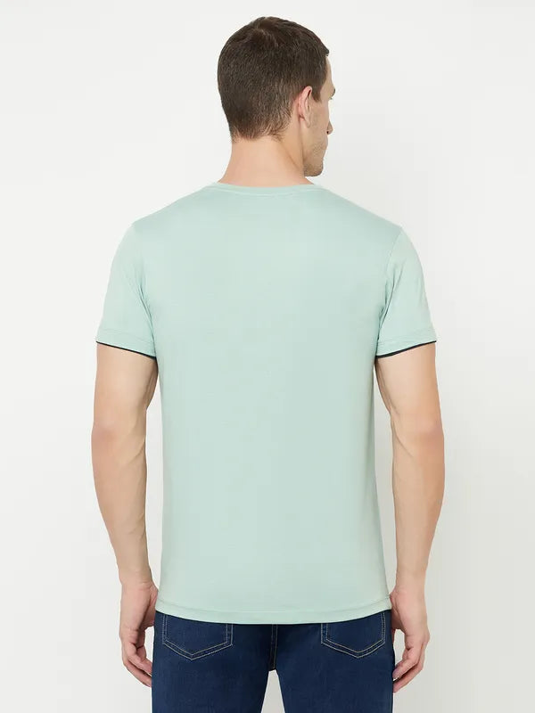 Octave Men Olive Green Typography Star Wars Printed Applique T-Shirt