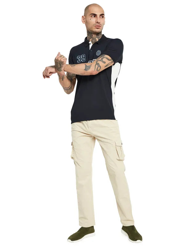 Octave Iron Man Typography Polo Collar Cotton T-Shirt