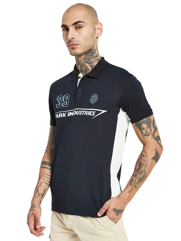 Octave Iron Man Typography Polo Collar Cotton T-Shirt