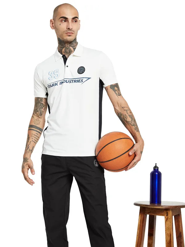 Octave Typography Polo Collar Pure Cotton Applique T-Shirt