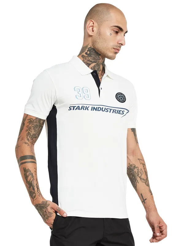 Octave Typography Polo Collar Pure Cotton Applique T-Shirt