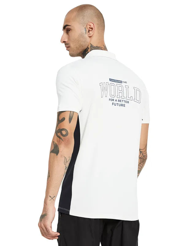Octave Typography Polo Collar Pure Cotton Applique T-Shirt