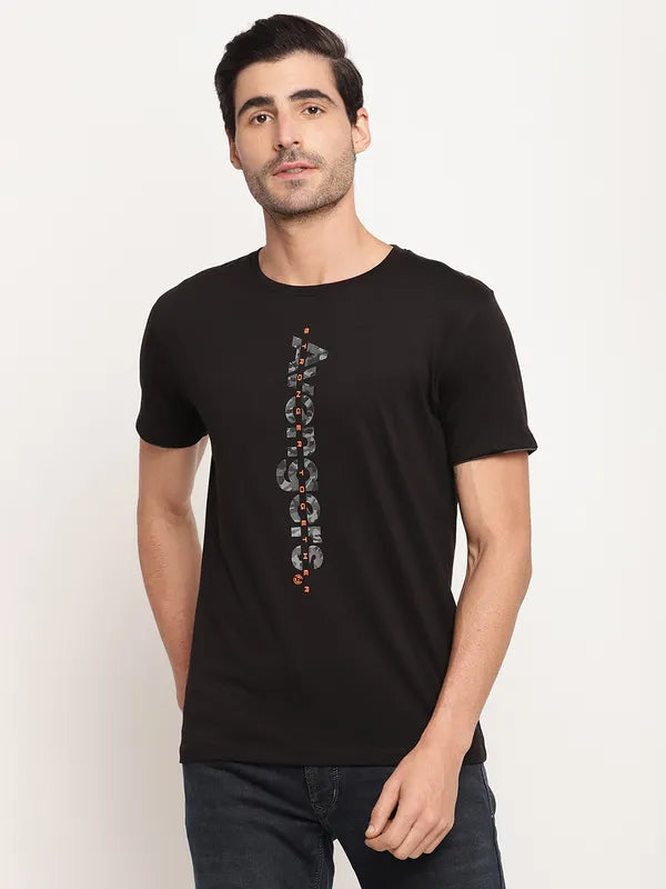 Octave Men Black  Grey Avengers Printed Round Neck T-Shirt