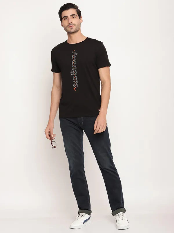 Octave Men Black  Grey Avengers Printed Round Neck T-Shirt