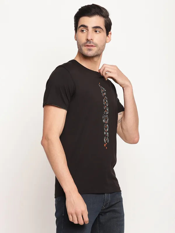Octave Men Black  Grey Avengers Printed Round Neck T-Shirt