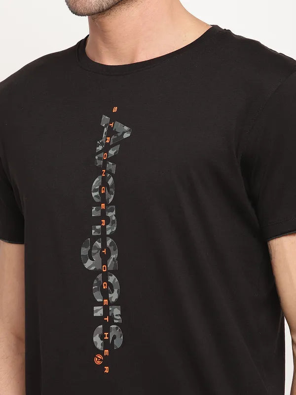 Octave Men Black  Grey Avengers Printed Round Neck T-Shirt