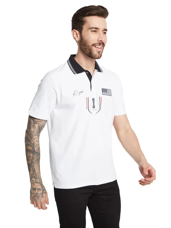 Octave Typography Printed Polo Collar Cotton T-Shirt