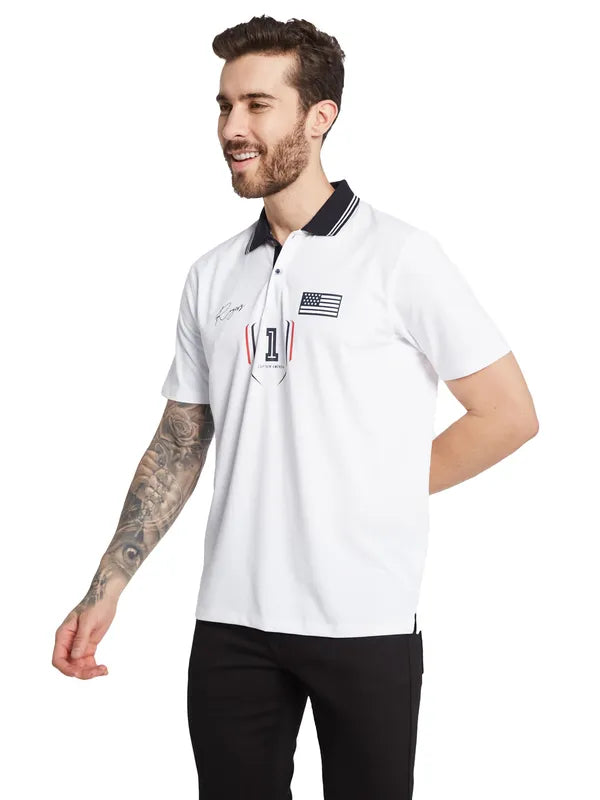 Octave Typography Printed Polo Collar Cotton T-Shirt