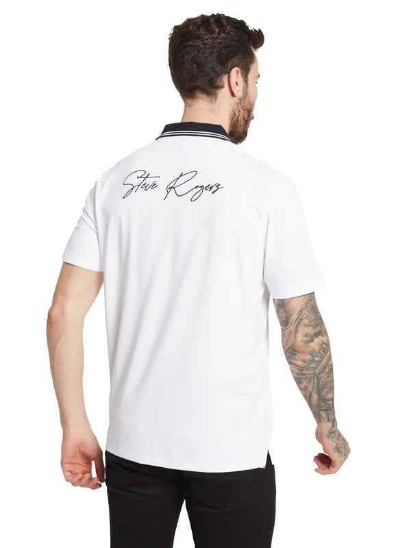 Octave Typography Printed Polo Collar Cotton T-Shirt