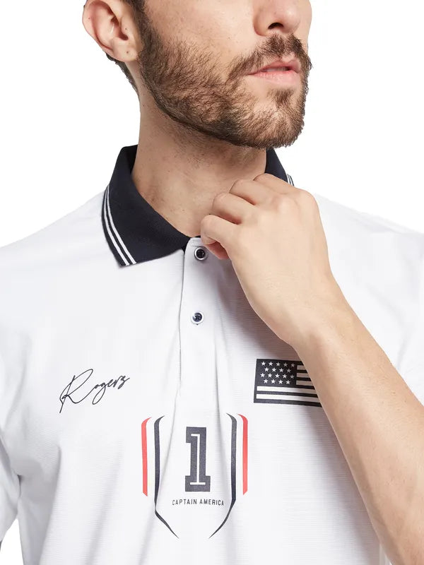 Octave Typography Printed Polo Collar Cotton T-Shirt