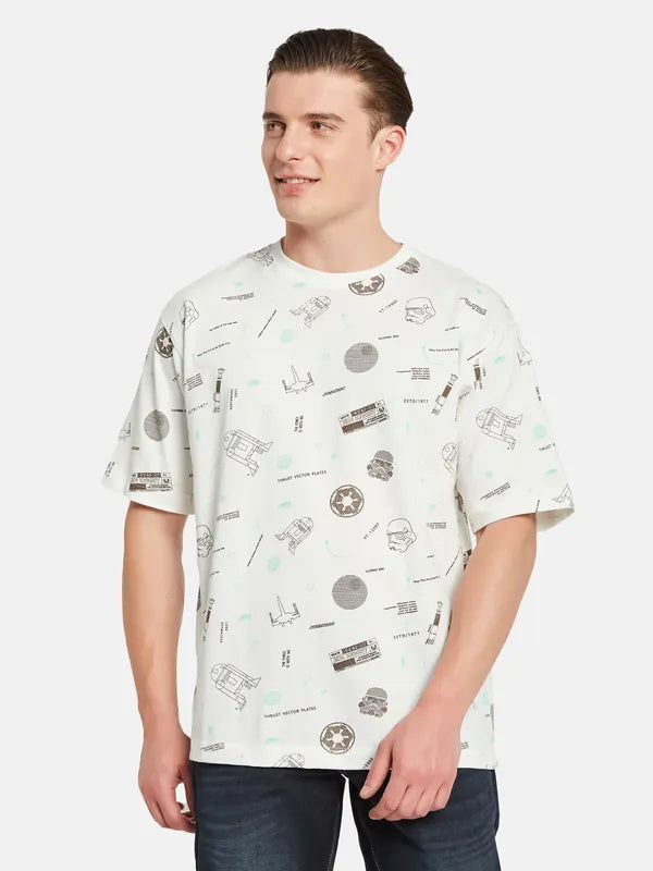 Octave Conversational Printed Cotton Casual T-Shirt