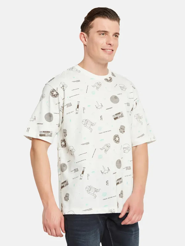 Octave Conversational Printed Cotton Casual T-Shirt