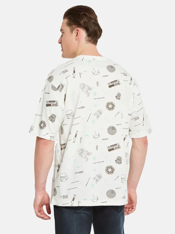 Octave Conversational Printed Cotton Casual T-Shirt