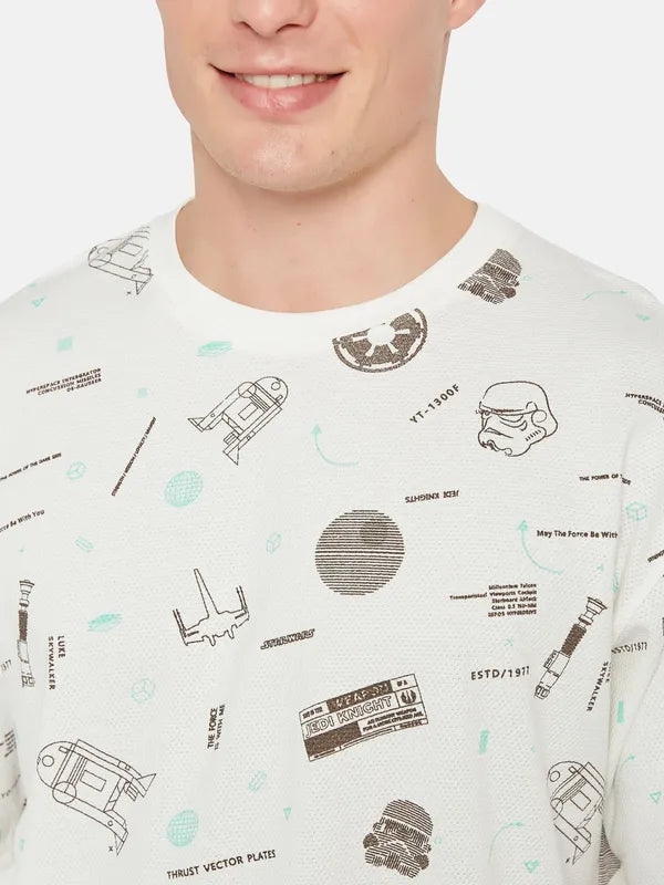 Octave Conversational Printed Cotton Casual T-Shirt