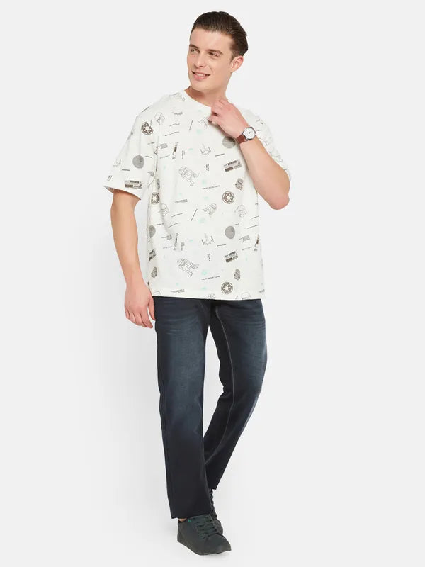 Octave Conversational Printed Cotton Casual T-Shirt