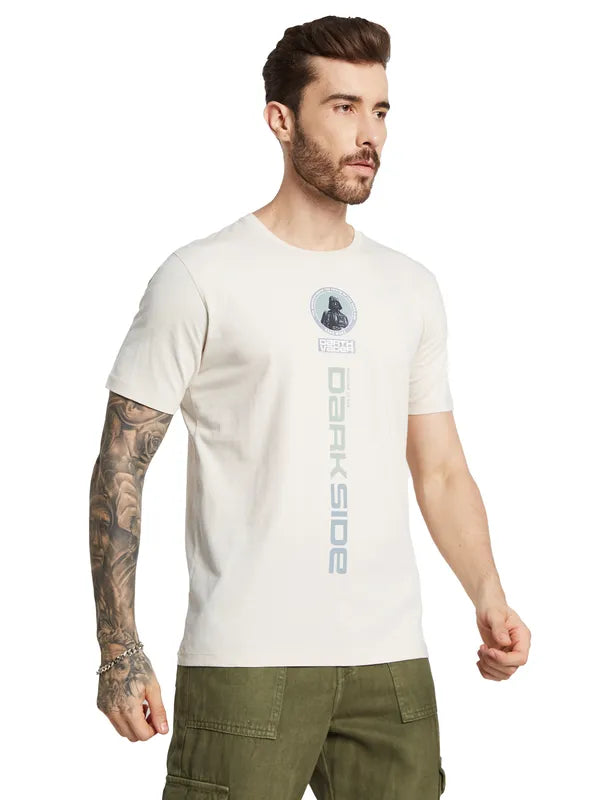 Octave Men Typography Printed Raw Edge T-Shirt