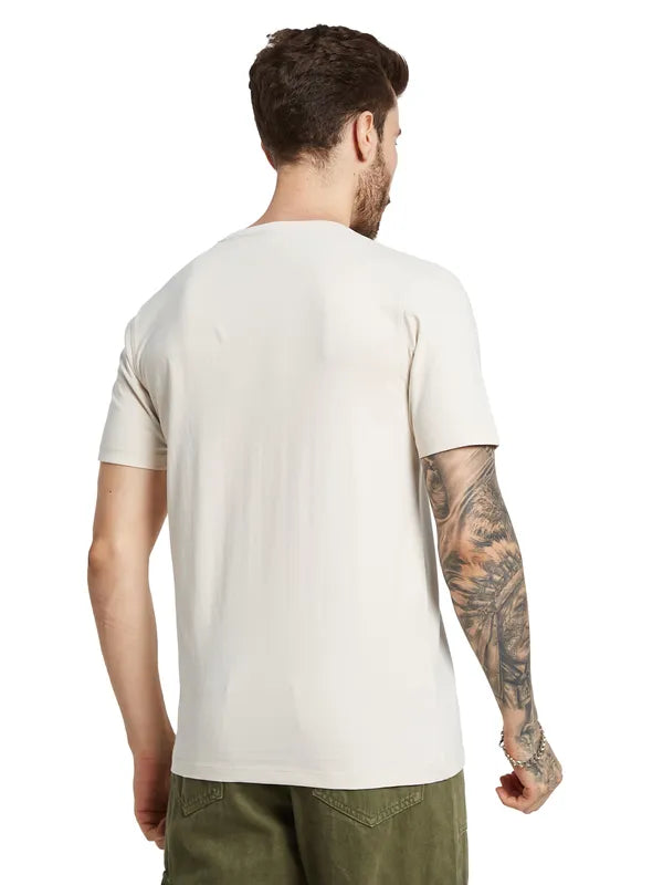 Octave Men Typography Printed Raw Edge T-Shirt