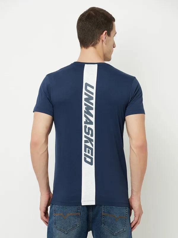 Octave Men Blue Spider-Man Printed Raw Edge T-Shirt