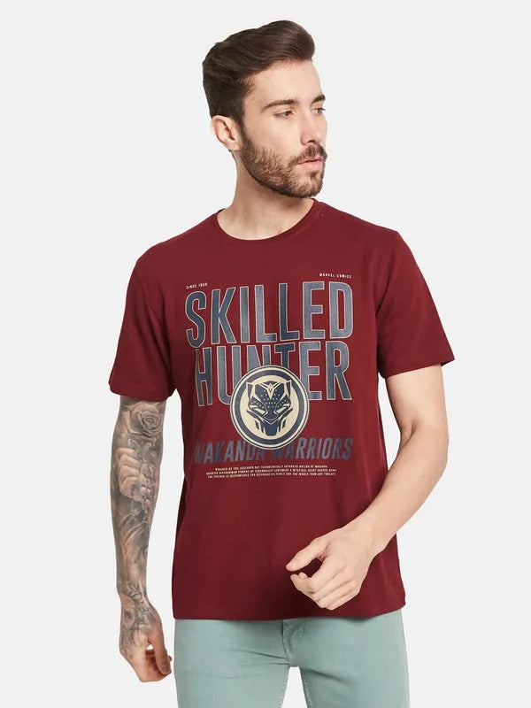 Octave Typography Printed Round Neck Cotton T-Shirt