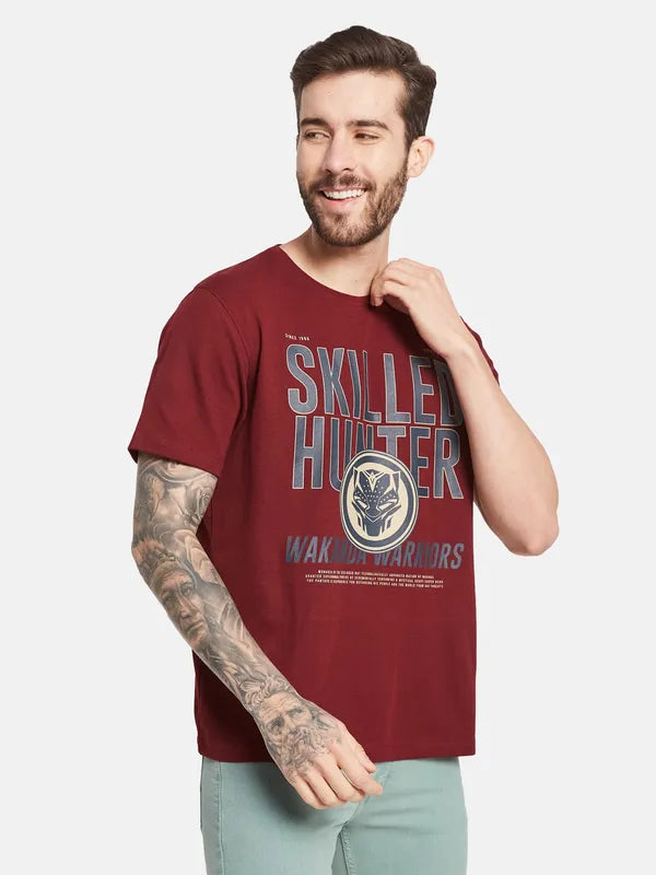 Octave Typography Printed Round Neck Cotton T-Shirt