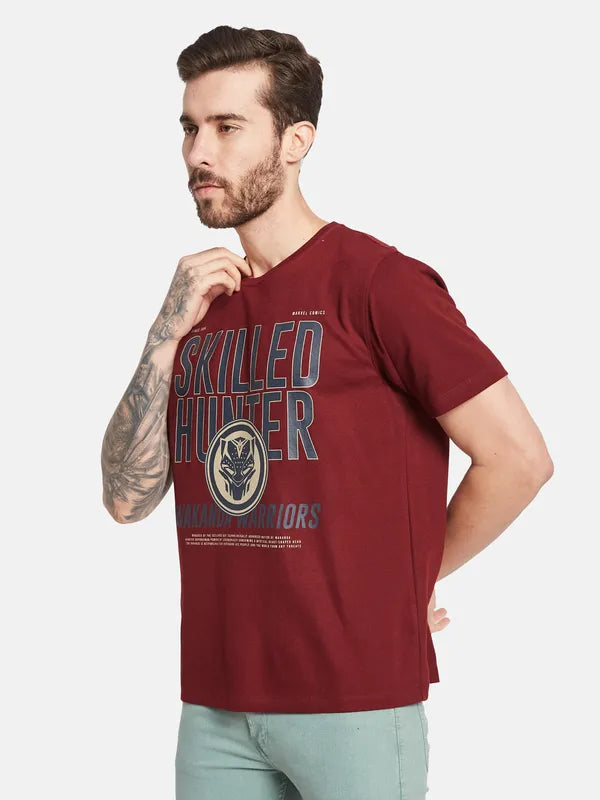 Octave Typography Printed Round Neck Cotton T-Shirt