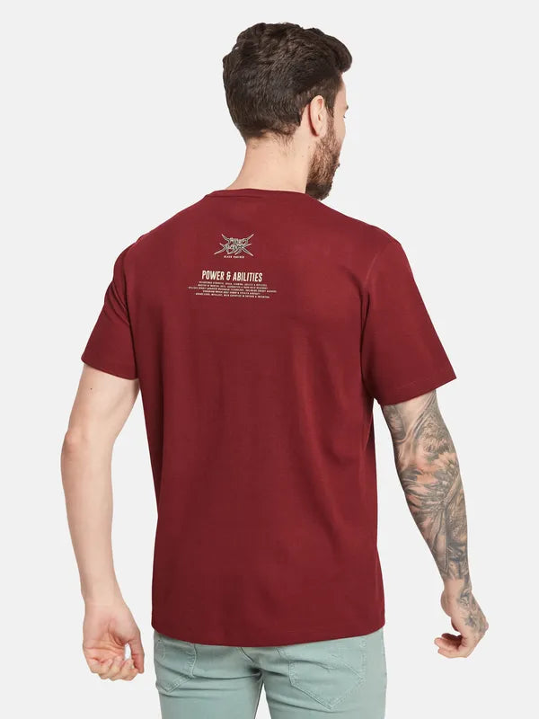 Octave Typography Printed Round Neck Cotton T-Shirt