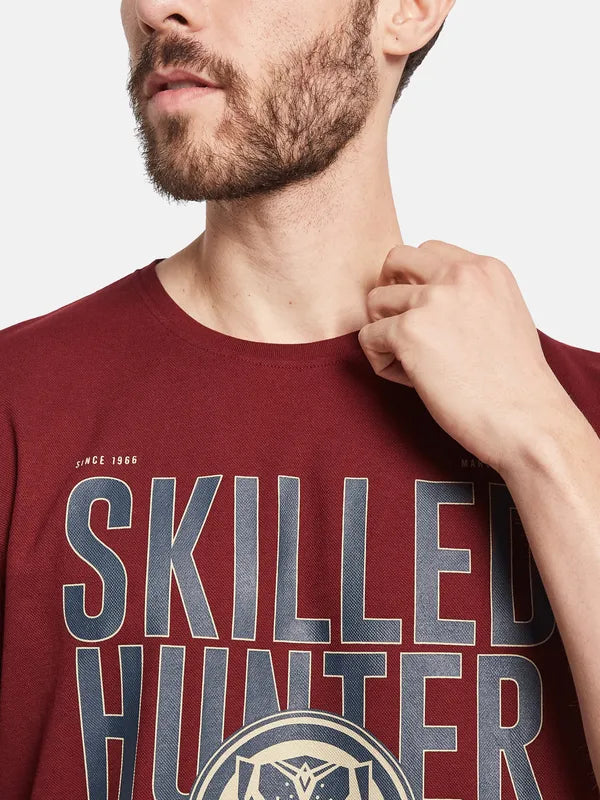 Octave Typography Printed Round Neck Cotton T-Shirt