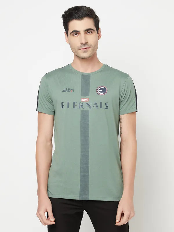 Octave Plus Size Men Olive Typography Printed T-Shirt