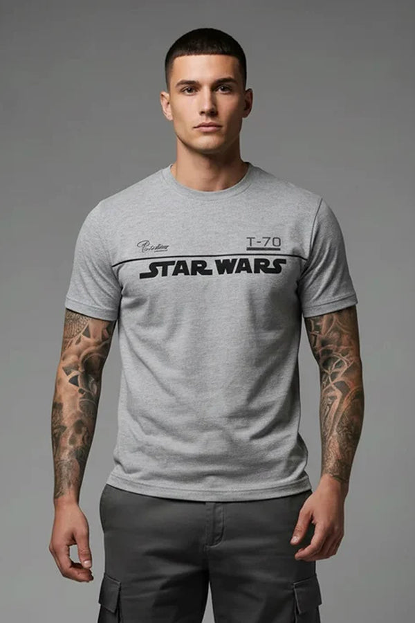 Men Typography Star Wars Printed T-shirt