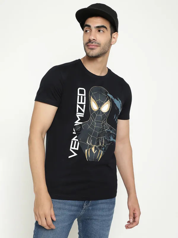 Octave Spider Man Printed Round Neck Cotton T-Shirt