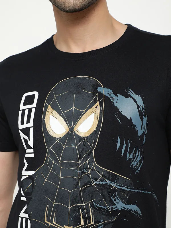 Octave Spider Man Printed Round Neck Cotton T-Shirt