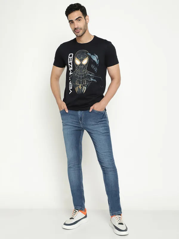 Octave Spider Man Printed Round Neck Cotton T-Shirt