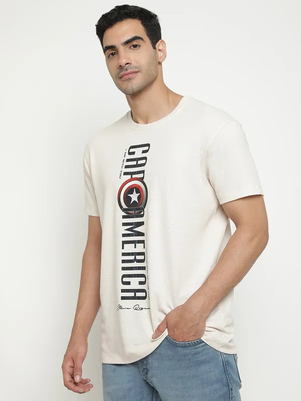 Octave Typography Captain America Printed Short Sleeves Cotton T-Shirt