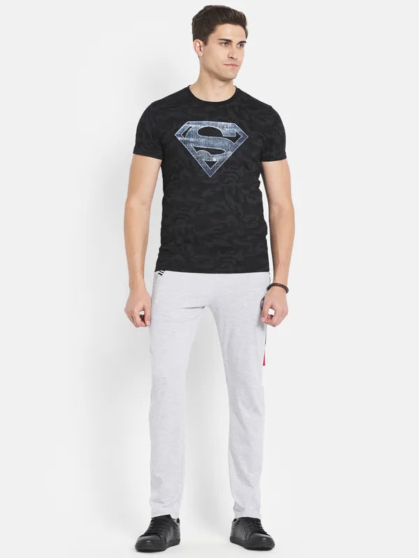 Men Grey Melange Trackpants