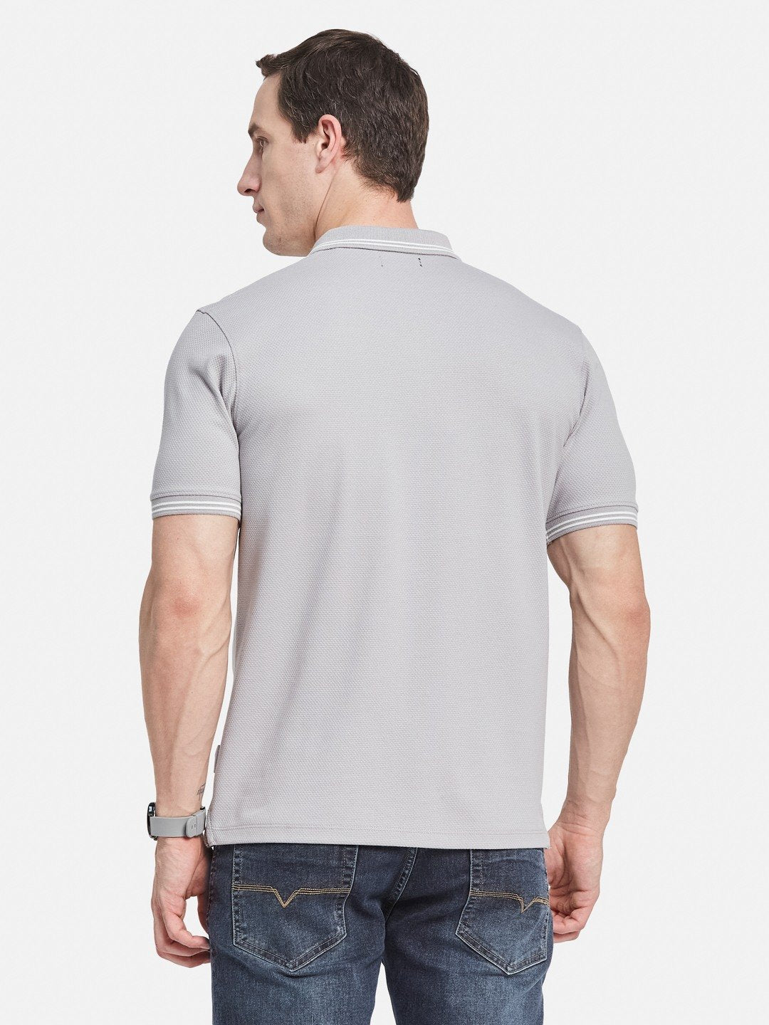 Octave Men Colourblocked Polo Collar T-shirt