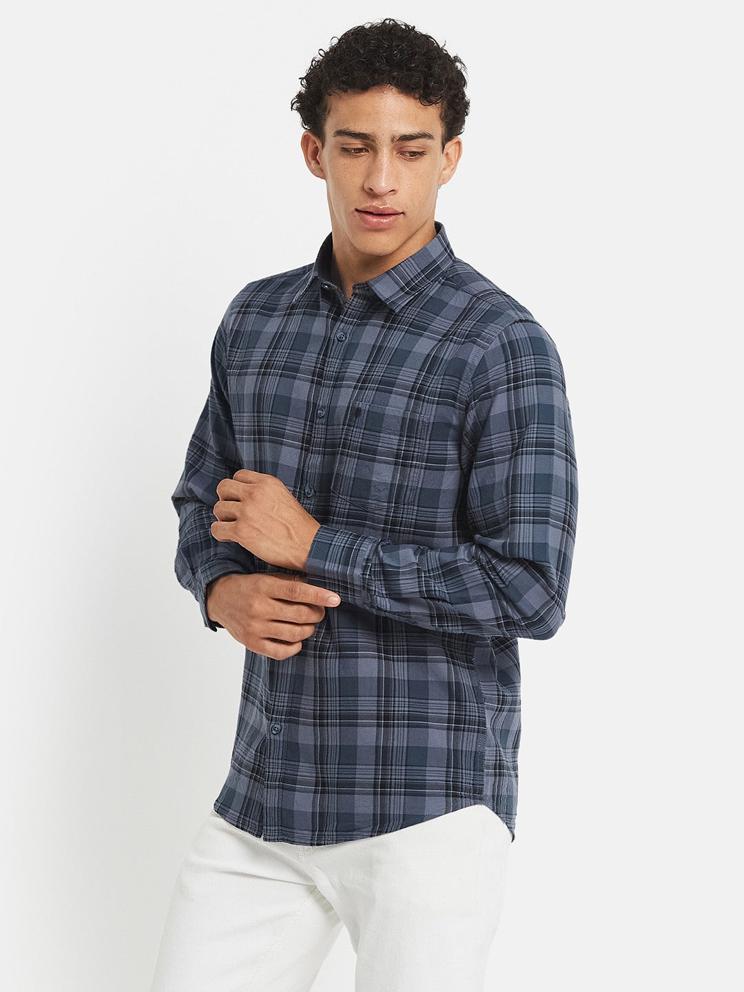 METTLE SS25 Checked Cotton Casual Shirt