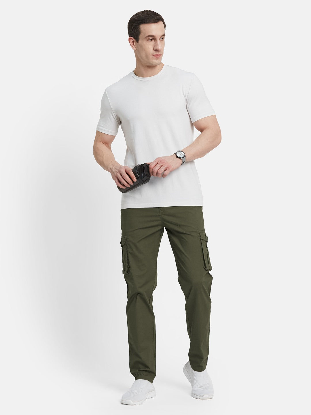 Octave Men Cotton Mid-Rise Regular Fit Cargo Trousers