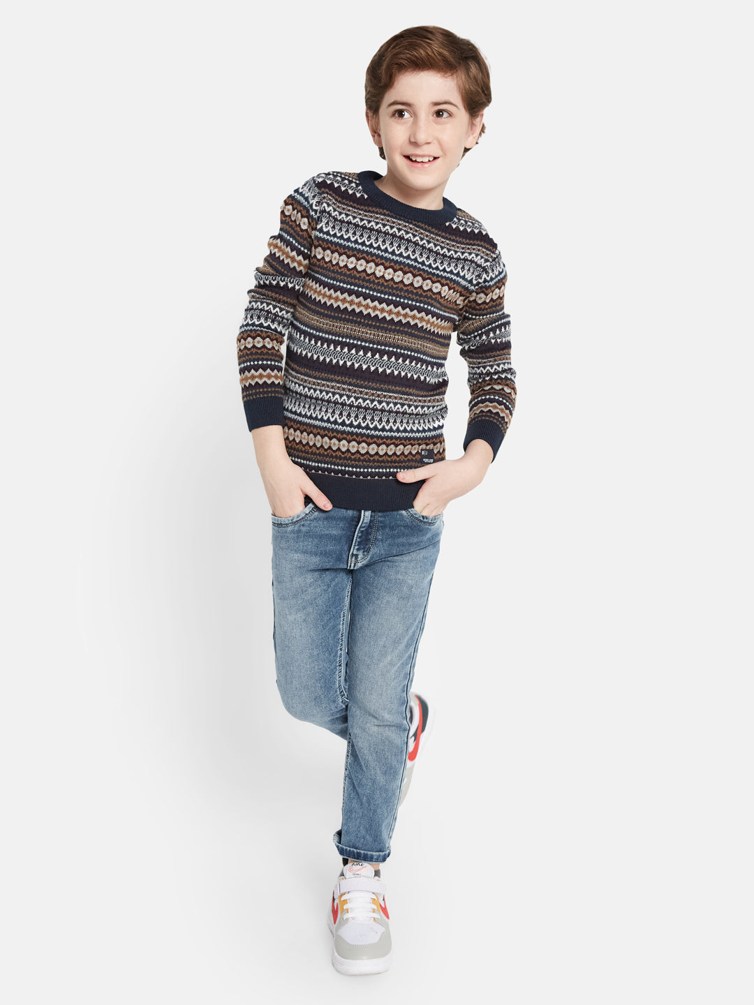 Octave Boys Self Design Pullover Sweater