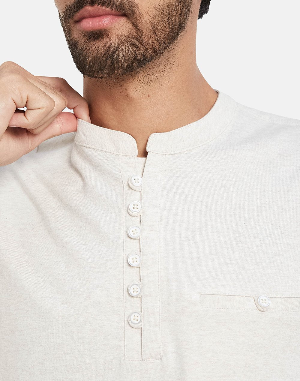 Mettle Henley Neck Cotton T-Shirt