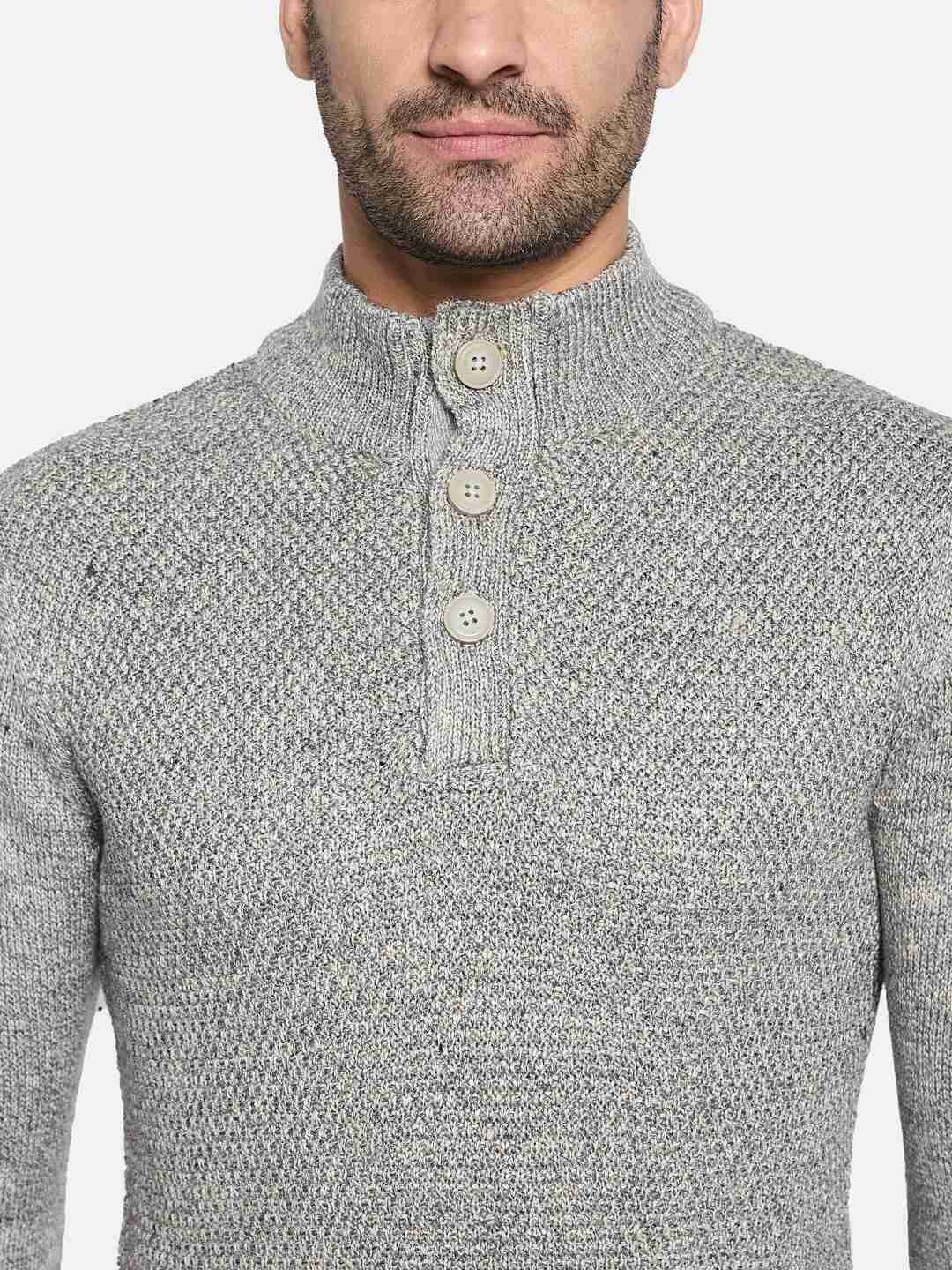 METTLE Men Mock Collar Cable Knit Cardigan