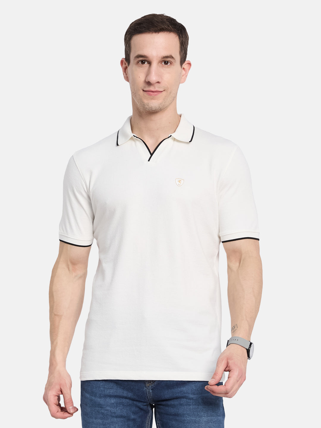 Octave Men Colourblocked Polo Collar T-shirt