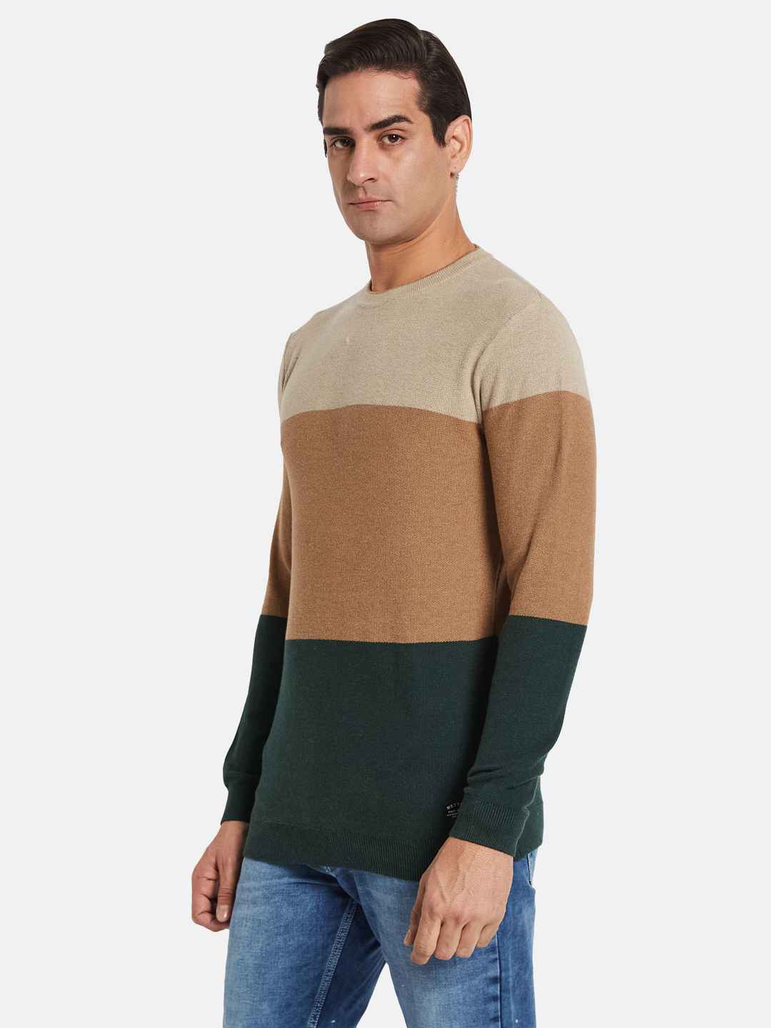 METTLE Men Colourblocked Pullover