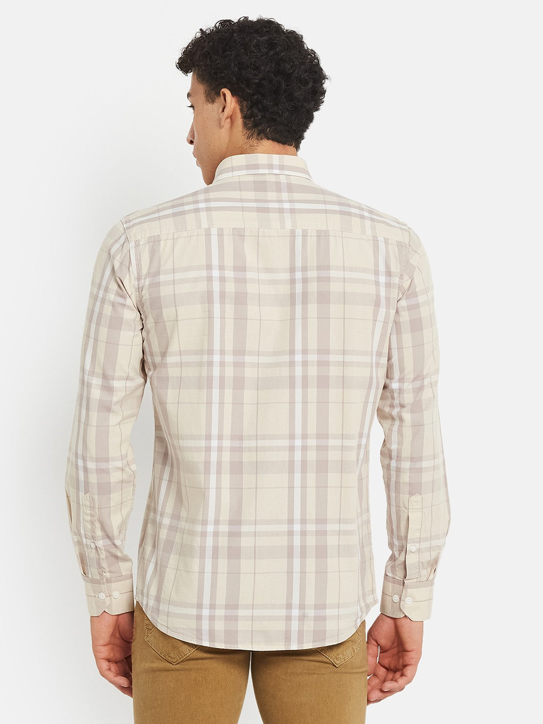 METTLE Men Checked Spread Collar Cotton Casual Shirt