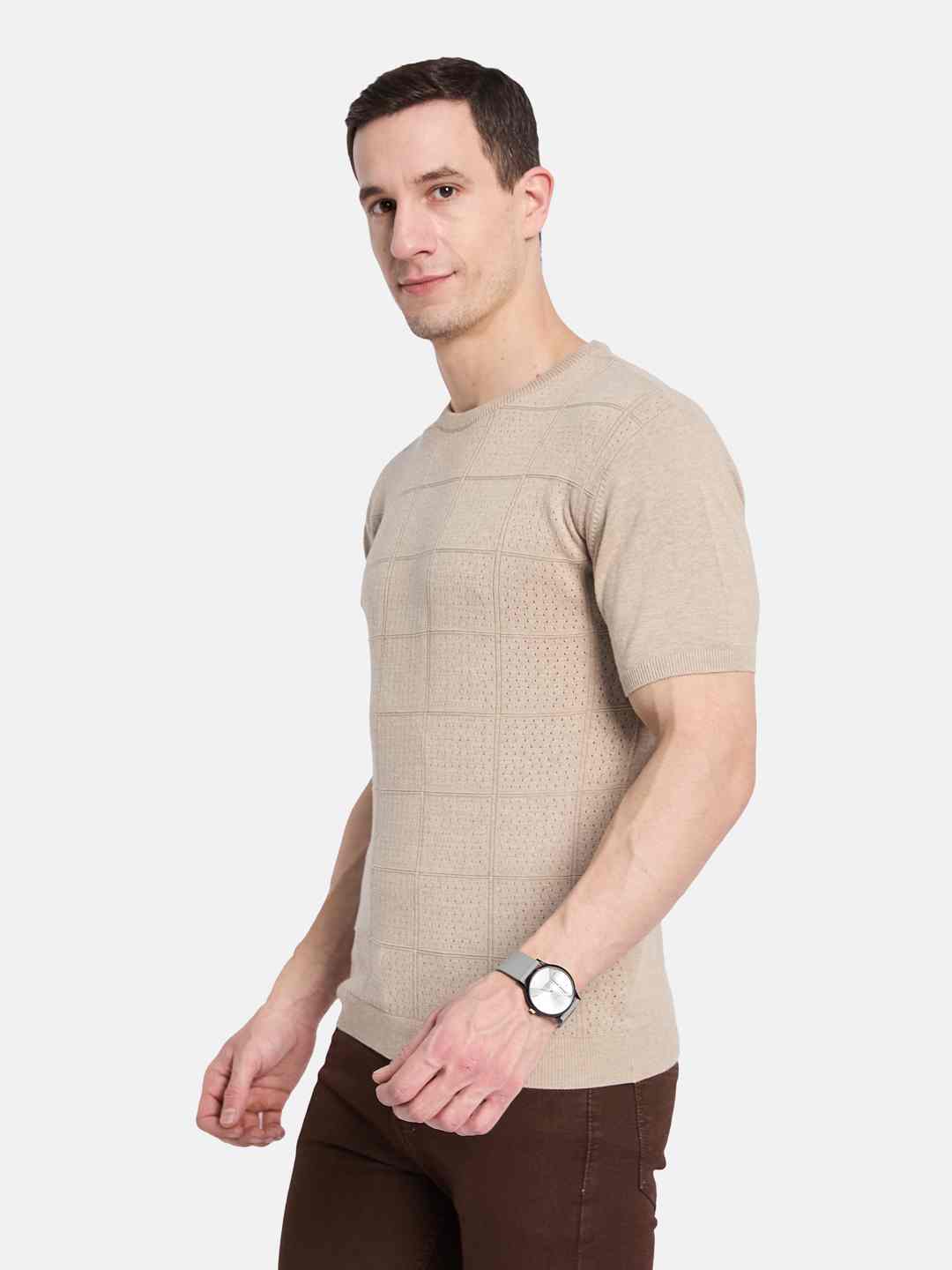 METTLE Men Checked T-shirt