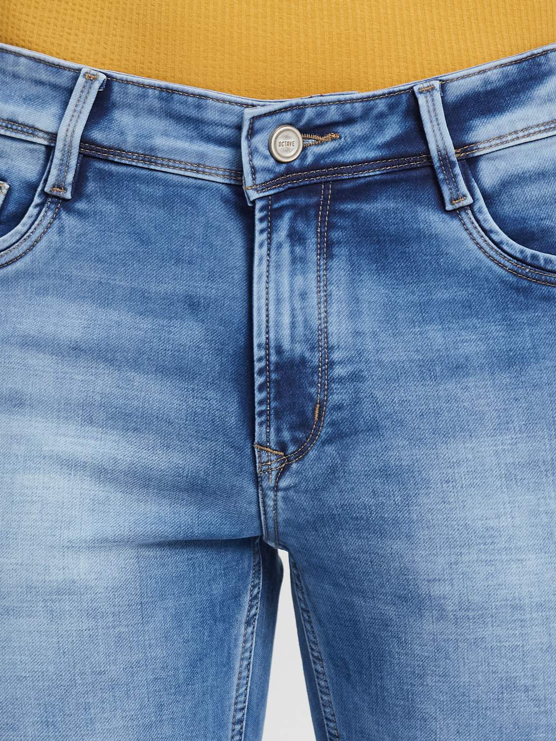Octave Men Straight Fit Light Fade Stretchable Mid-Rise Jeans