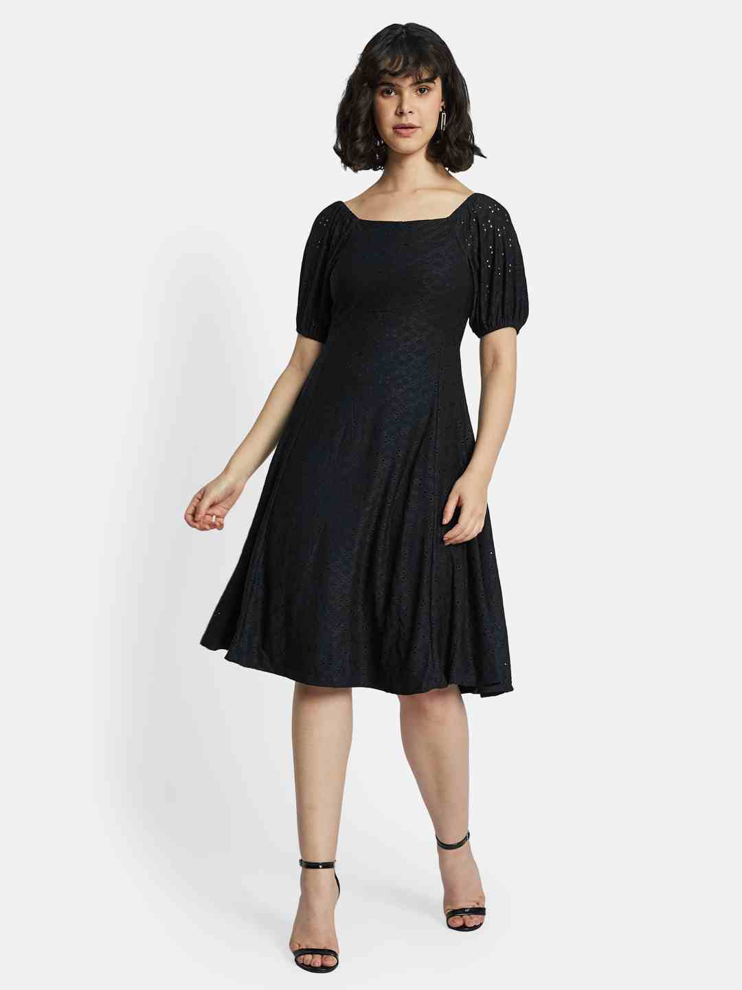 METTLE Puff Sleeve Fit & Flare Dress