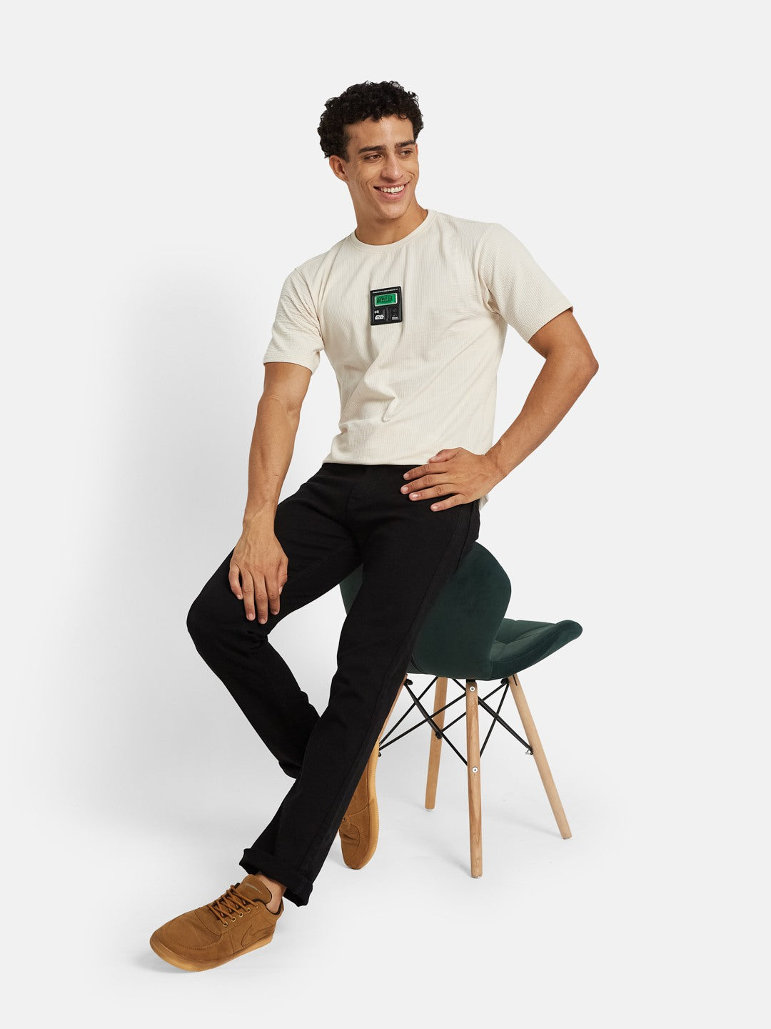 Octave Men Printed Applique Cotton Regular Fit T-shirt