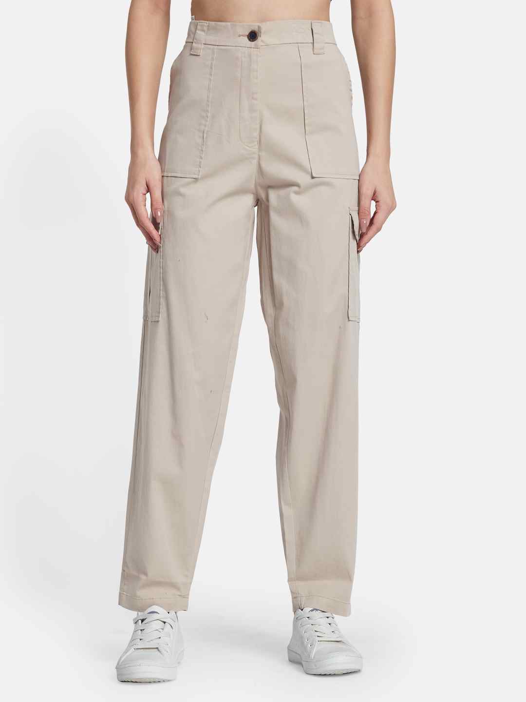 METTLE Women Cotton Cargo Trousers