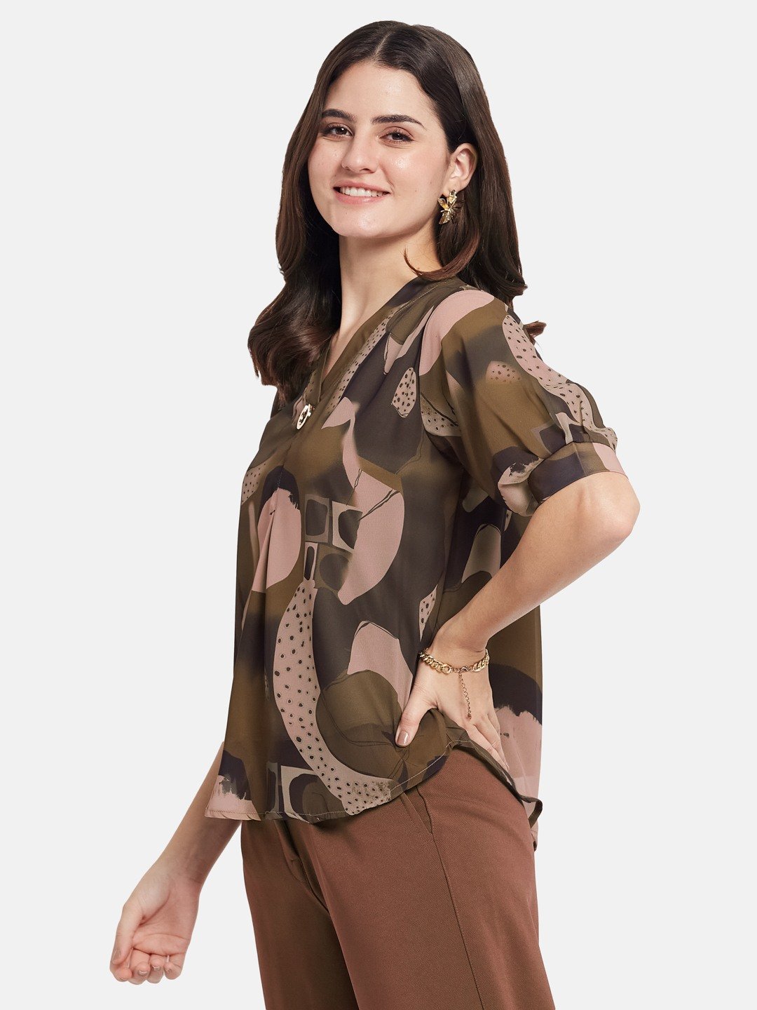 METTLE Women Print Cotton Top