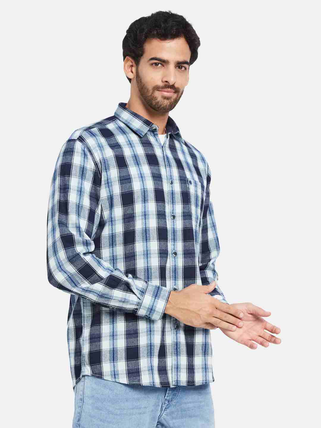 Mettle Tartan Checked Cotton Casual Shirt